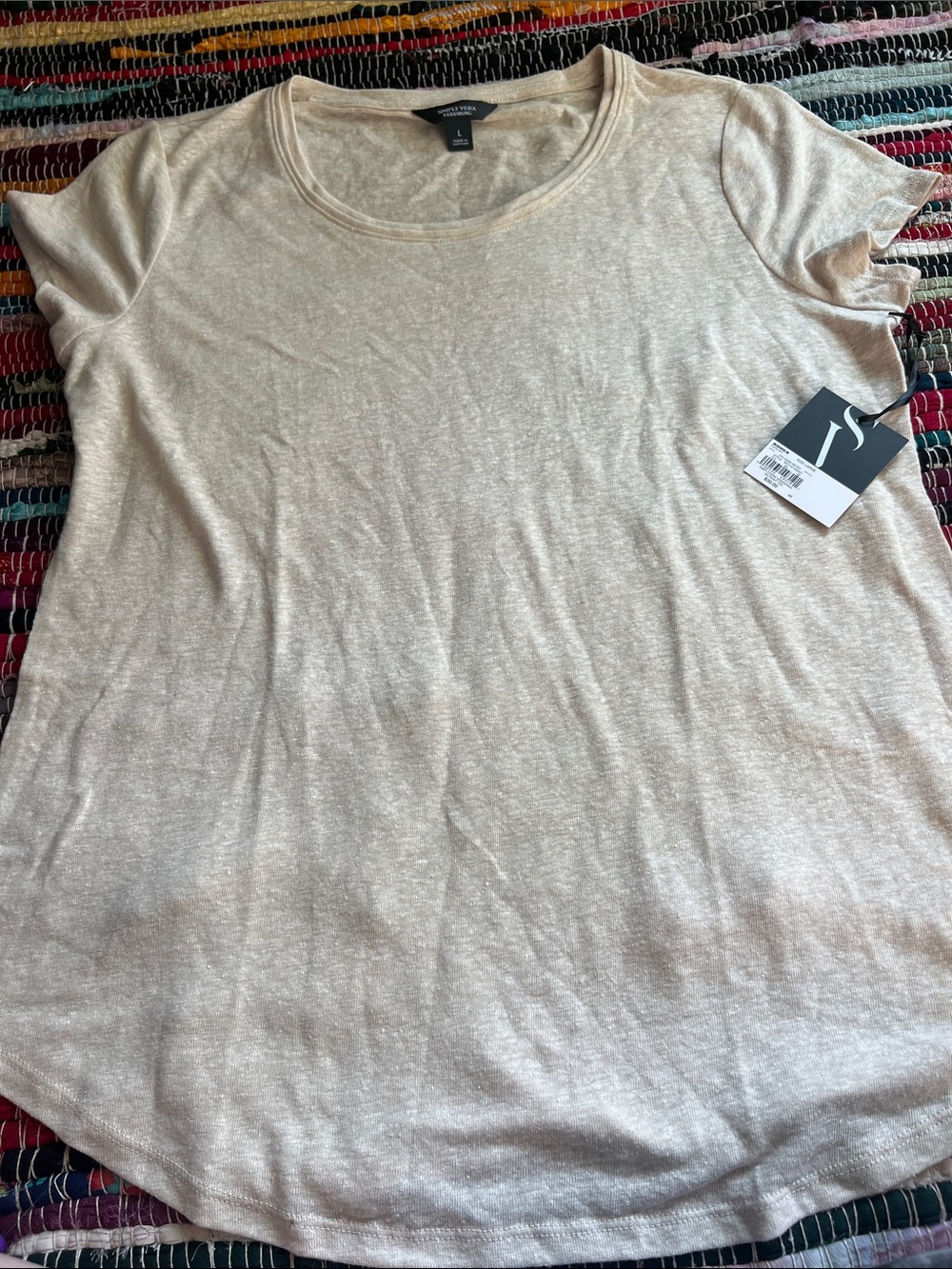Simply Vera Vera Wang Short Sleeve Scoop Neck Tee in Beige Taupe